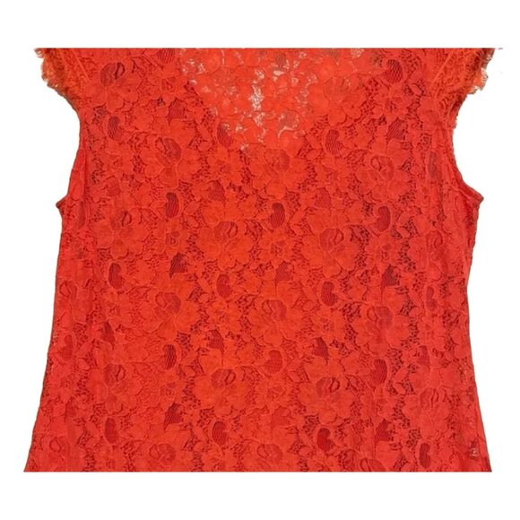 Jessica Simpson Women's Size 4 Tiered Hem Lace Dress Hot Coral Excellent VERY ge - Picture 5 of 6